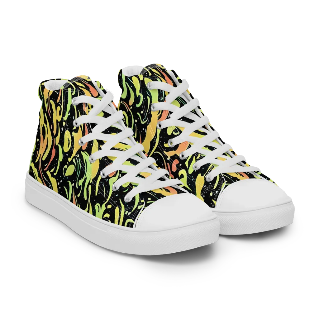 Blacklight Drift on Women's High Top Canvas Shoes — Right Front