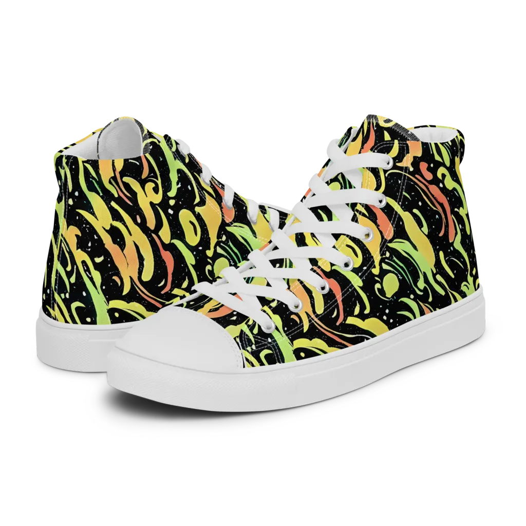 Blacklight Drift on Women's High Top Canvas Shoes — Left