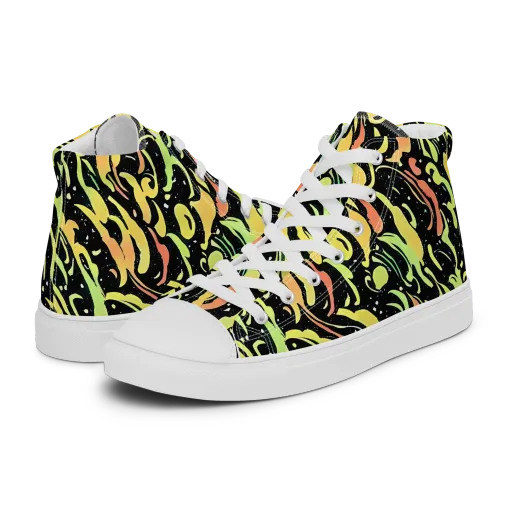 Blacklight Drift on a Women's High Top Canvas Shoes