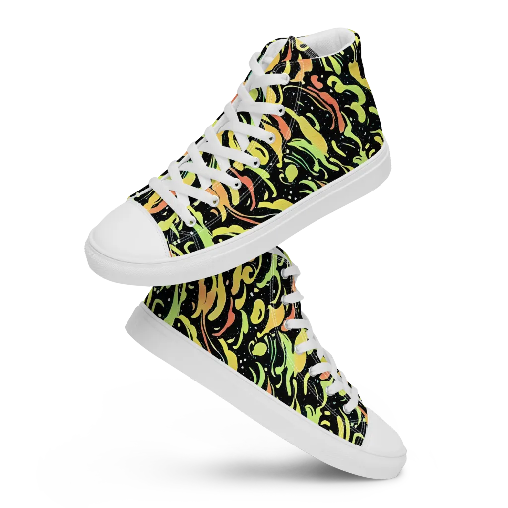 Blacklight Drift on Women's High Top Canvas Shoes — Front