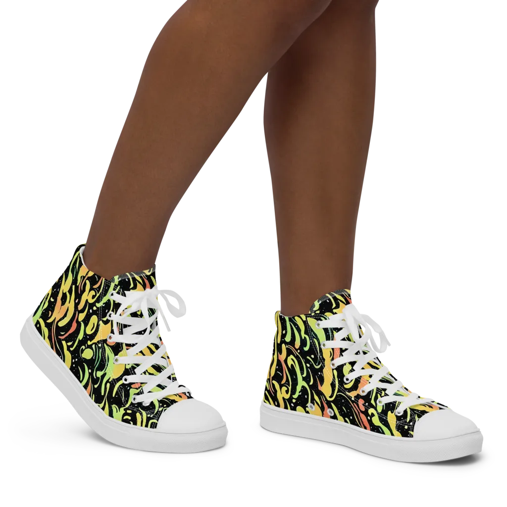 Blacklight Drift on Women's High Top Canvas Shoes — Right