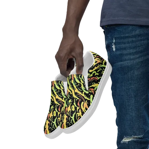 Blacklight Drift on a Men's Slip-On Canvas Shoes