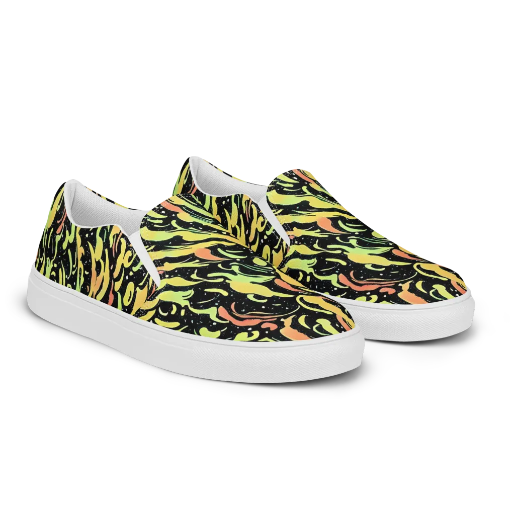 Blacklight Drift on Women's Slip-On Canvas Shoes — Right Front