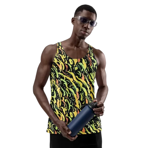 Blacklight Drift on a Men's Tank Top