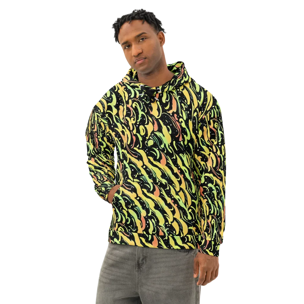 Blacklight Drift on Cotton Hoodie — Left Front