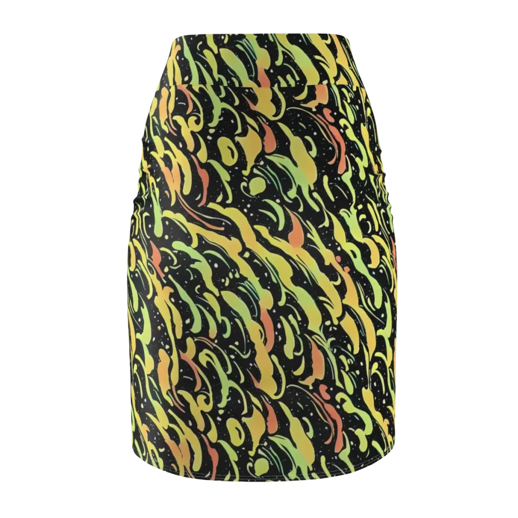 Blacklight Drift on Pencil Skirt — Back