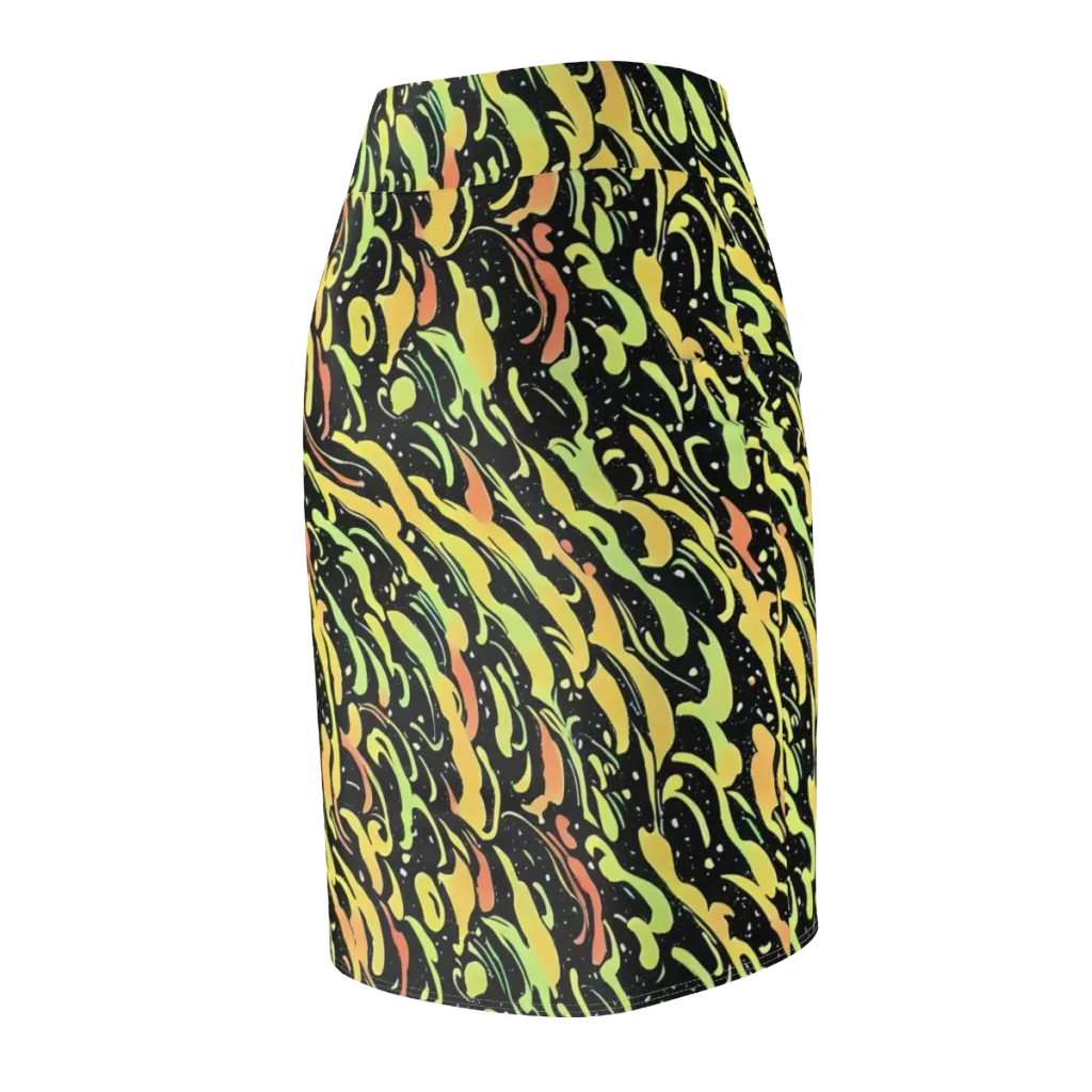 Blacklight Drift on Pencil Skirt — Back Side