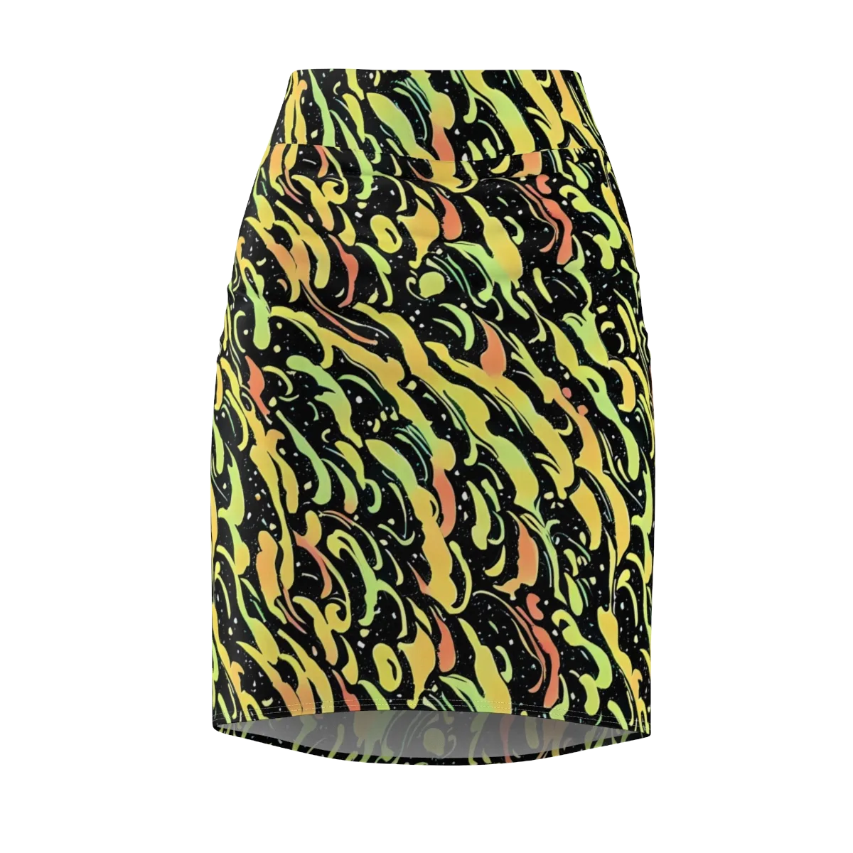 Blacklight Drift on Pencil Skirt — Front