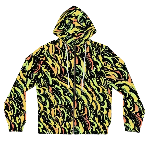 Blacklight Drift on a Women's Full-Zip Hoodie