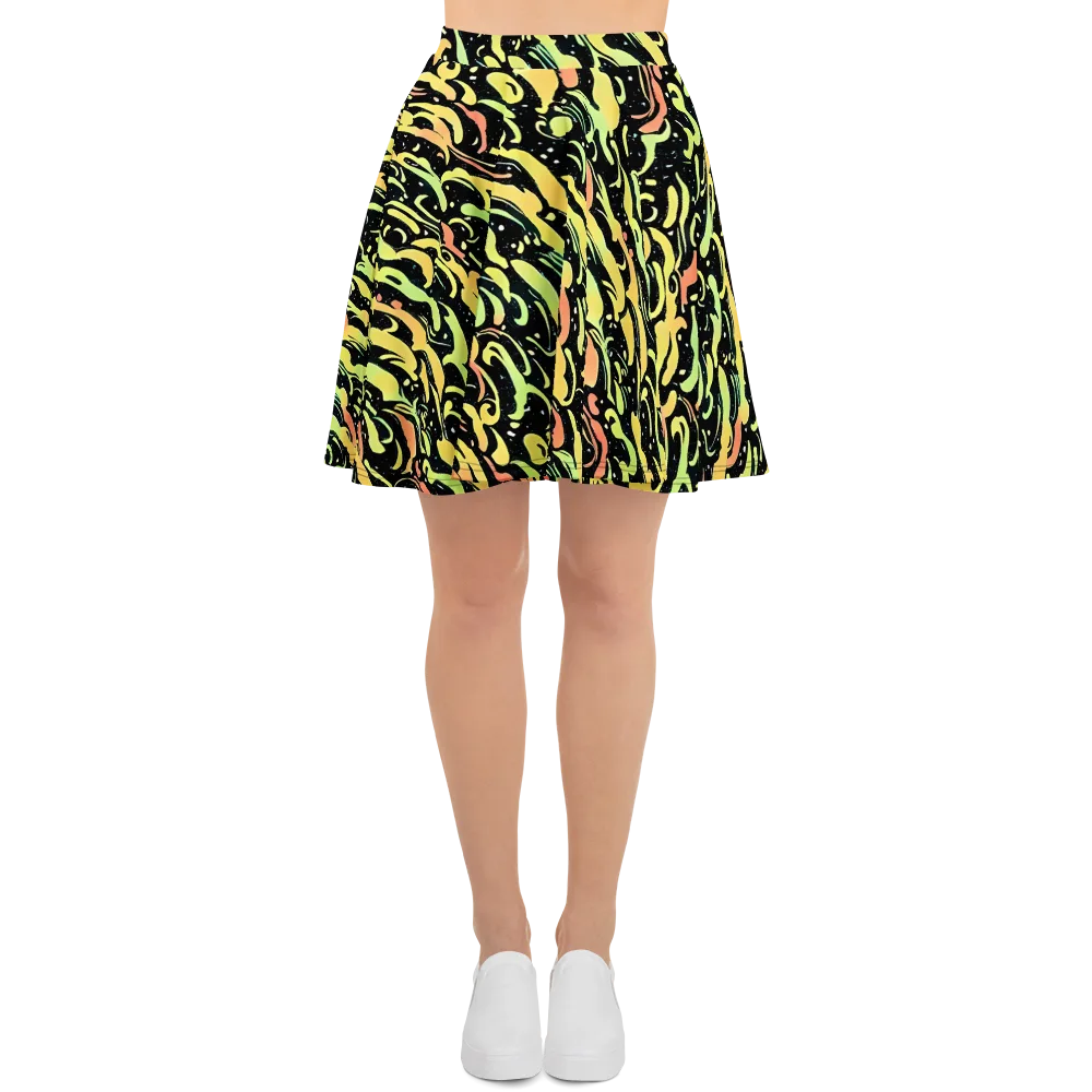 Blacklight Drift on Skater Skirt — Front