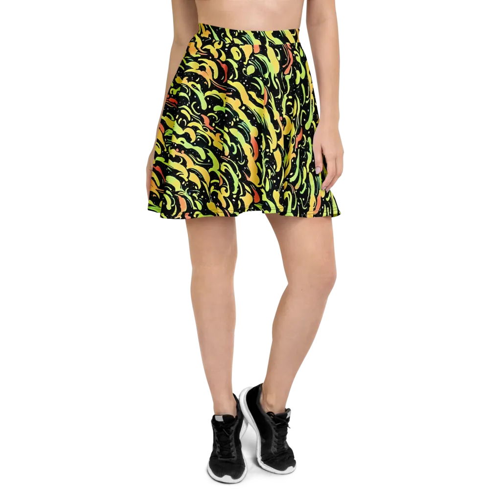 Blacklight Drift on Skater Skirt — Front
