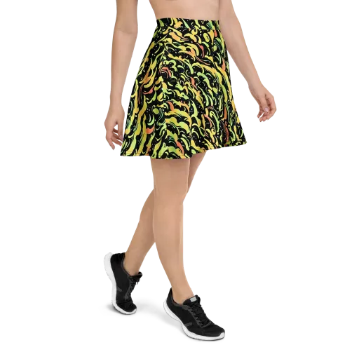 Blacklight Drift on a Skater Skirt