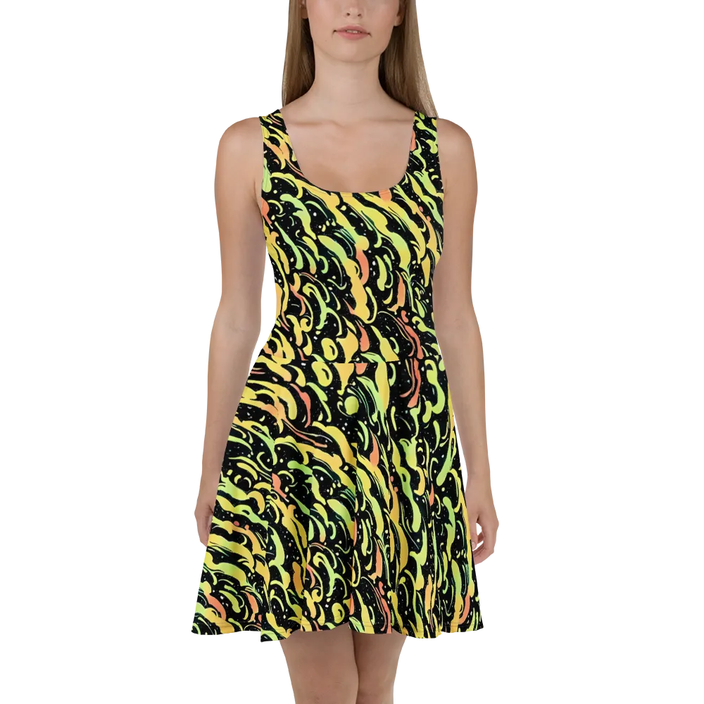 Blacklight Drift on Skater Dress — Front