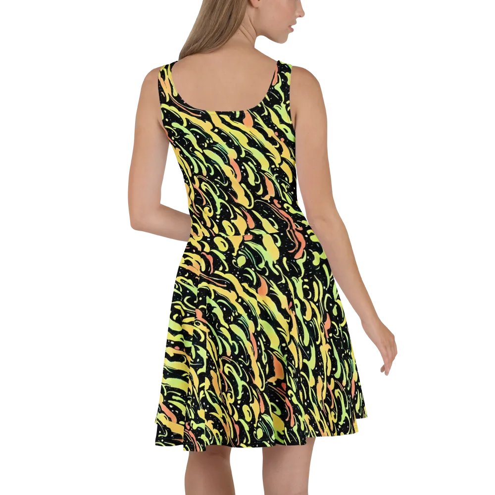 Blacklight Drift on Skater Dress — Back