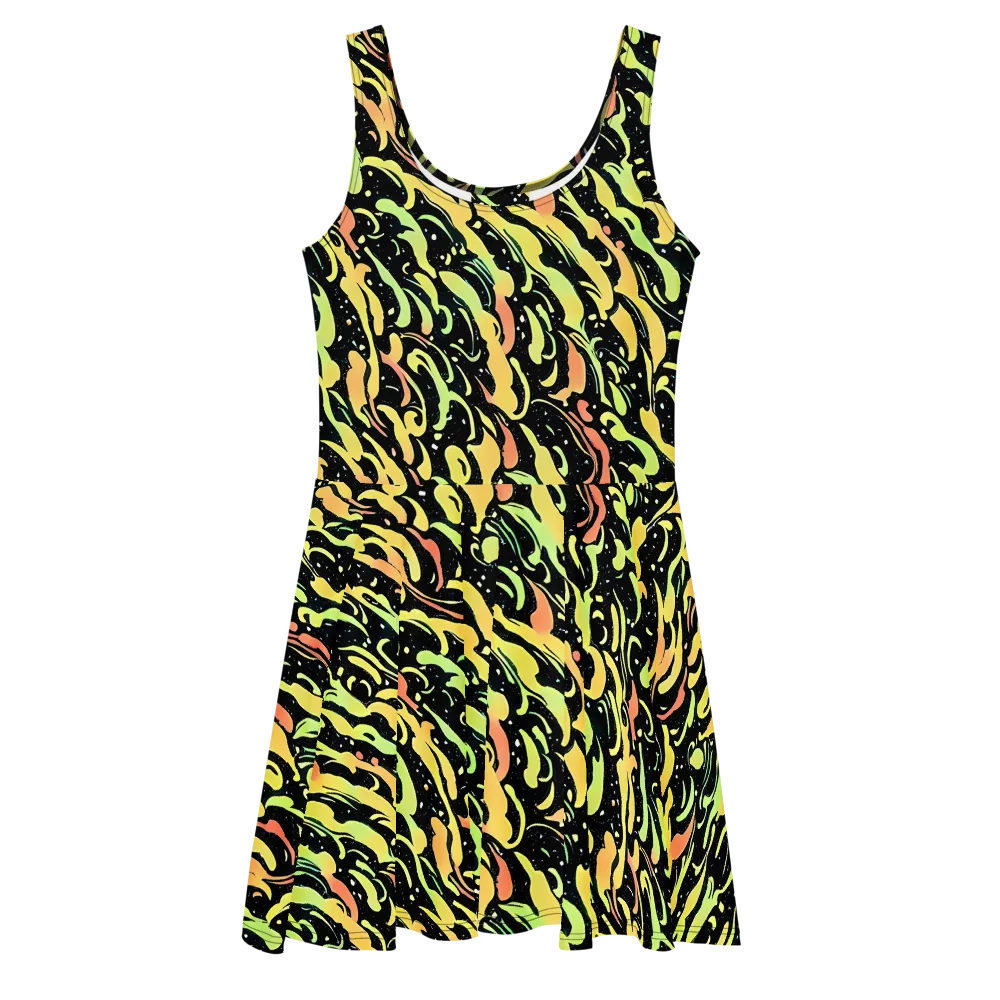 Blacklight Drift on Skater Dress — Front