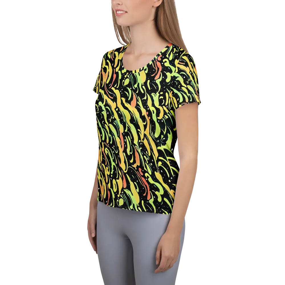 Blacklight Drift on Women's Athletic T-Shirt — Left