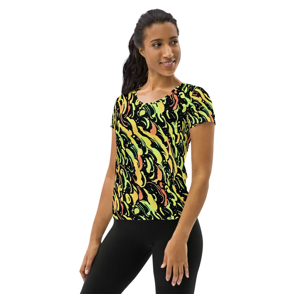 Blacklight Drift on Women's Athletic T-Shirt — Left
