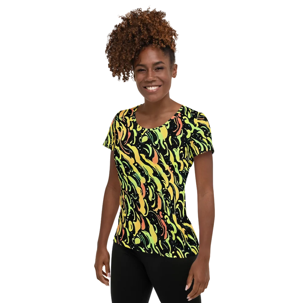 Blacklight Drift on Women's Athletic T-Shirt — Left