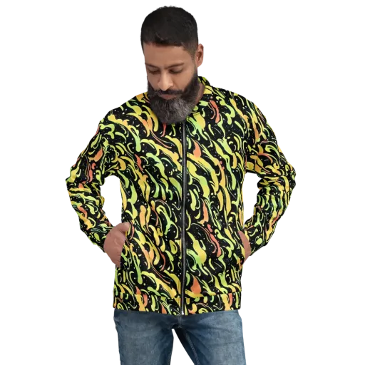 Blacklight Drift on a Bomber Jacket