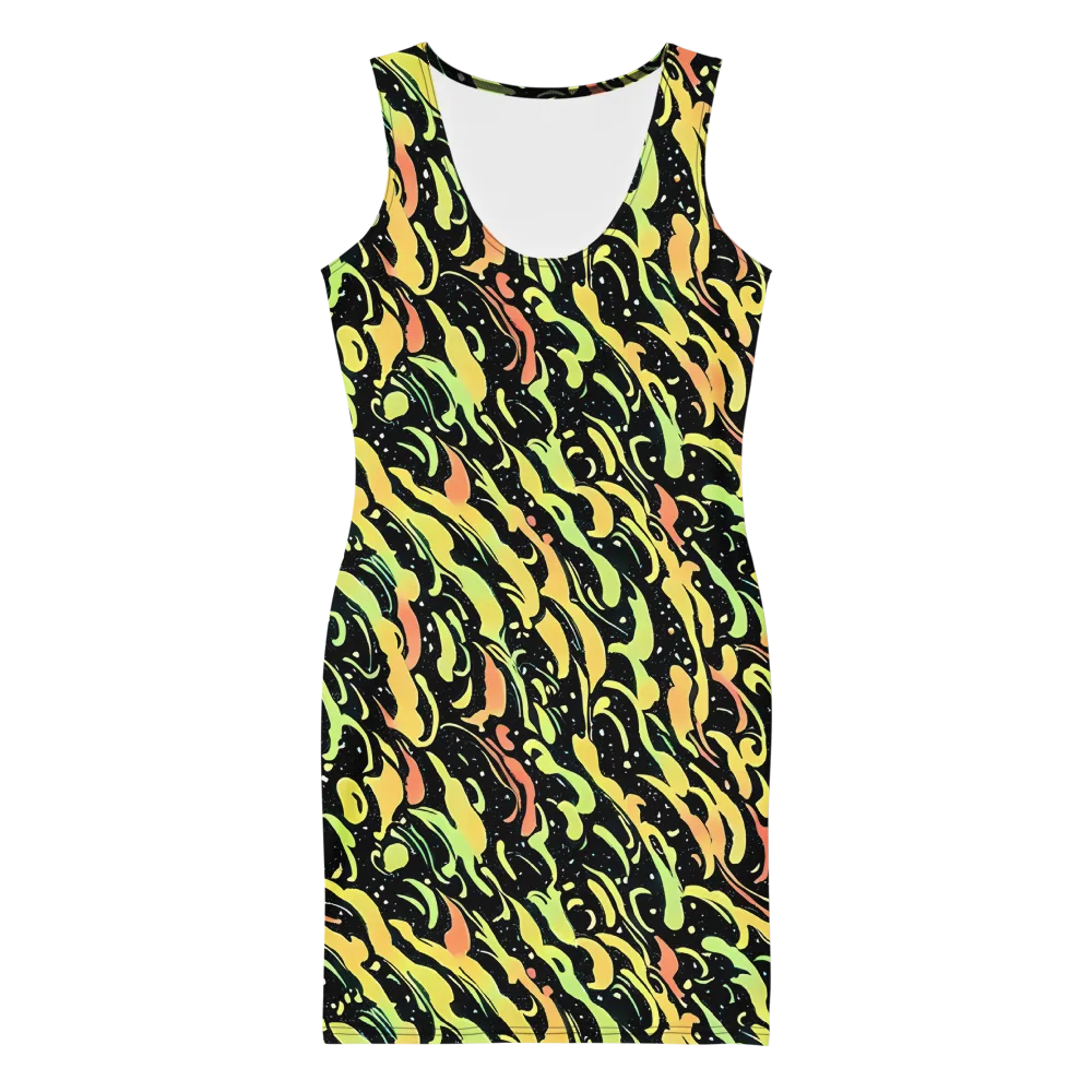 Blacklight Drift on Bodycon Dress — Front