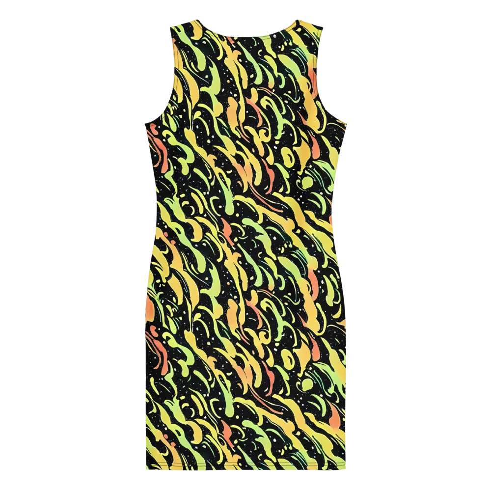 Blacklight Drift on Bodycon Dress — Back