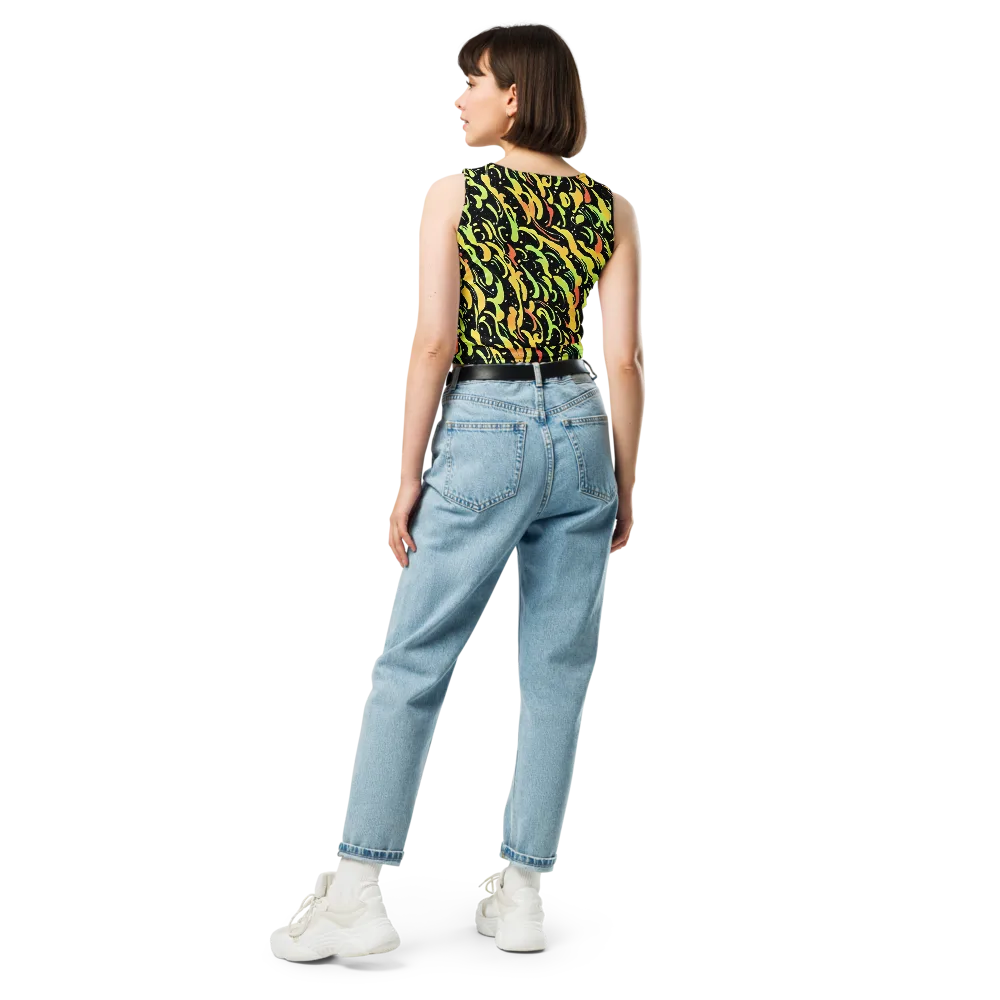 Blacklight Drift on Crop Top — Back