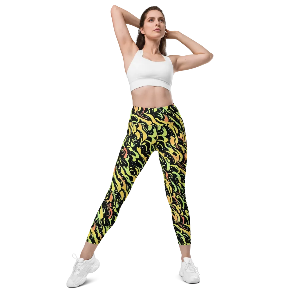 Blacklight Drift on Leggings with Pockets — Front