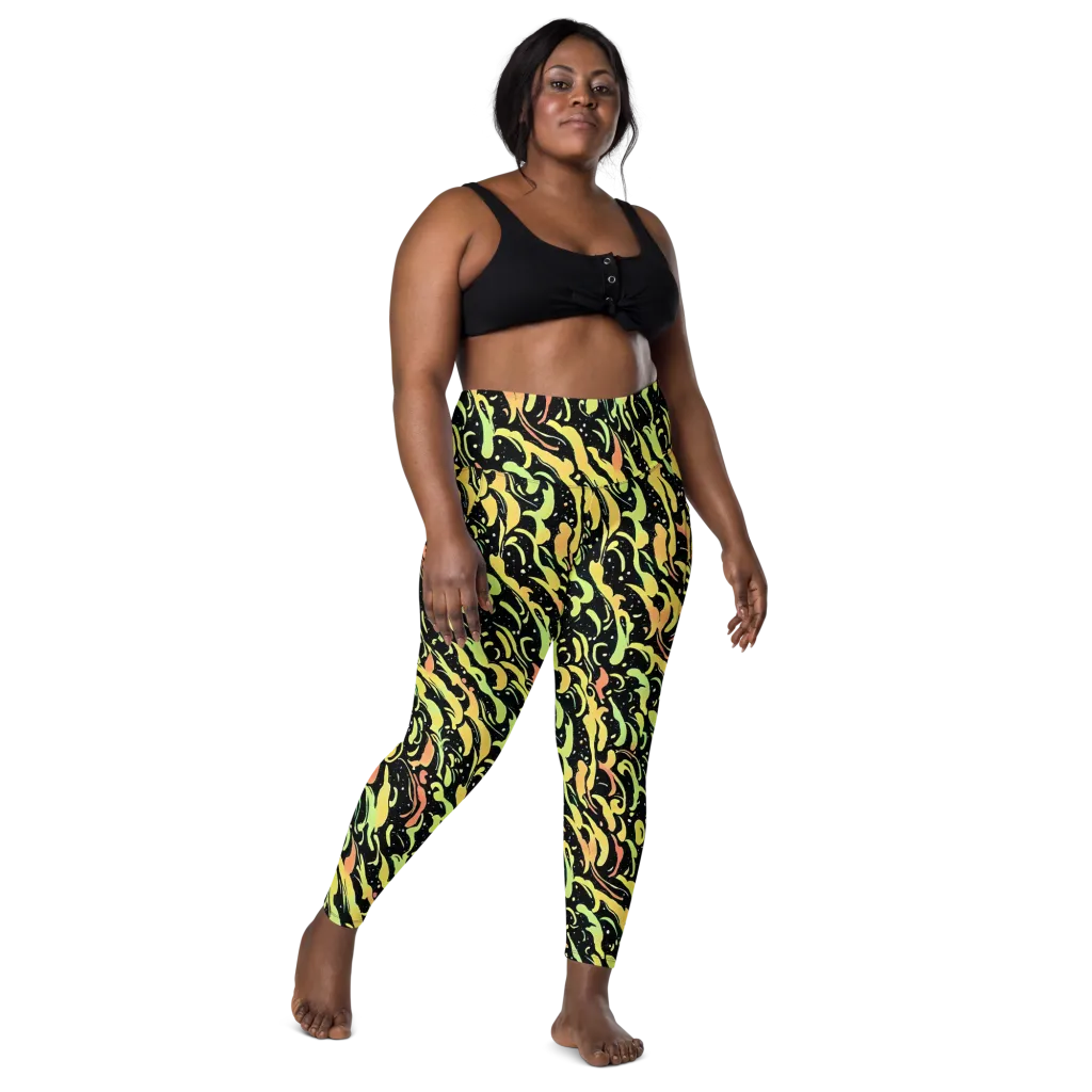 Blacklight Drift on Leggings with Pockets — Front