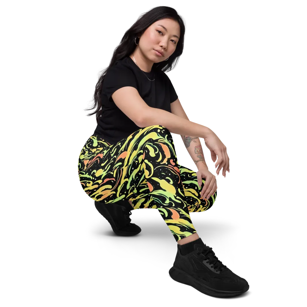 Blacklight Drift on Leggings with Pockets — Right Front