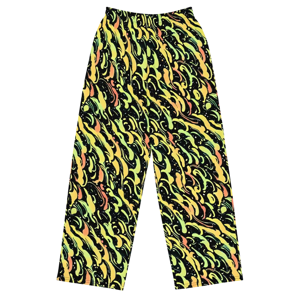Blacklight Drift on Wide-Leg Pants — Front