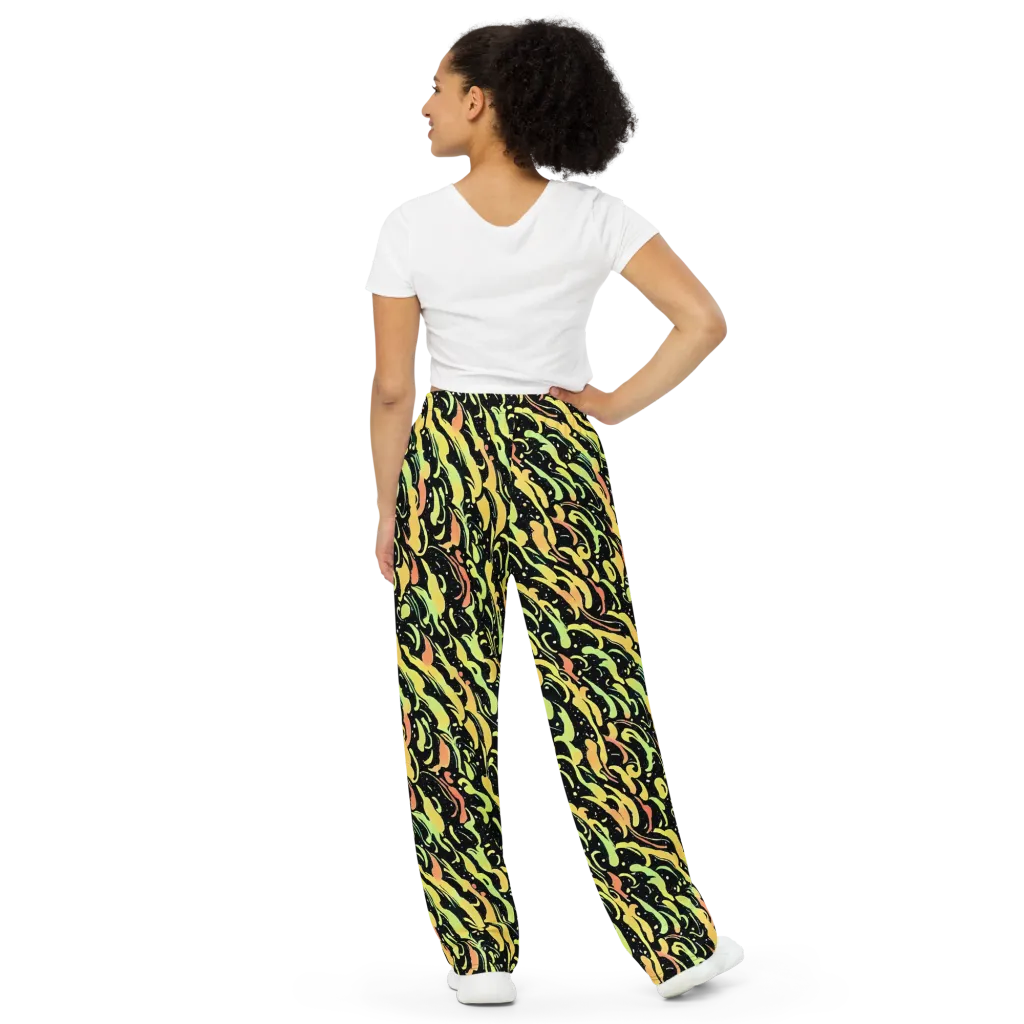 Blacklight Drift on Wide-Leg Pants — Back