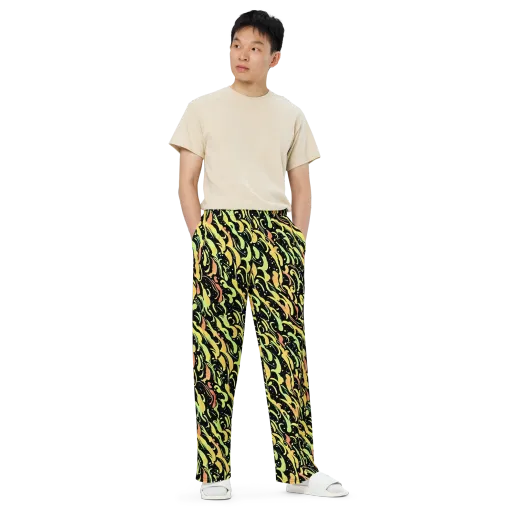 Blacklight Drift on a Wide-Leg Pants