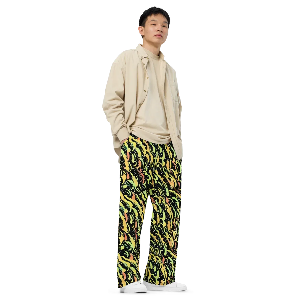 Blacklight Drift on Wide-Leg Pants — Right Front