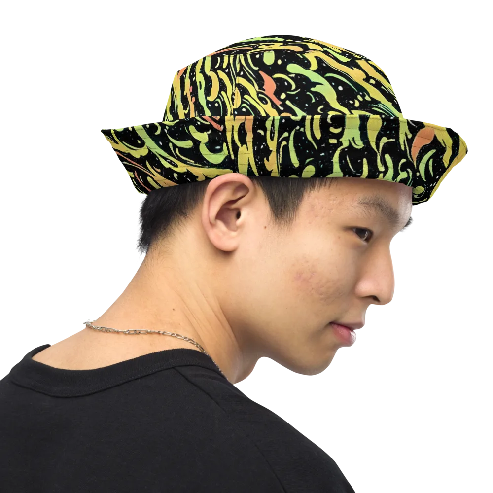 Blacklight Drift on Reversible Bucket Hat — Right Outside