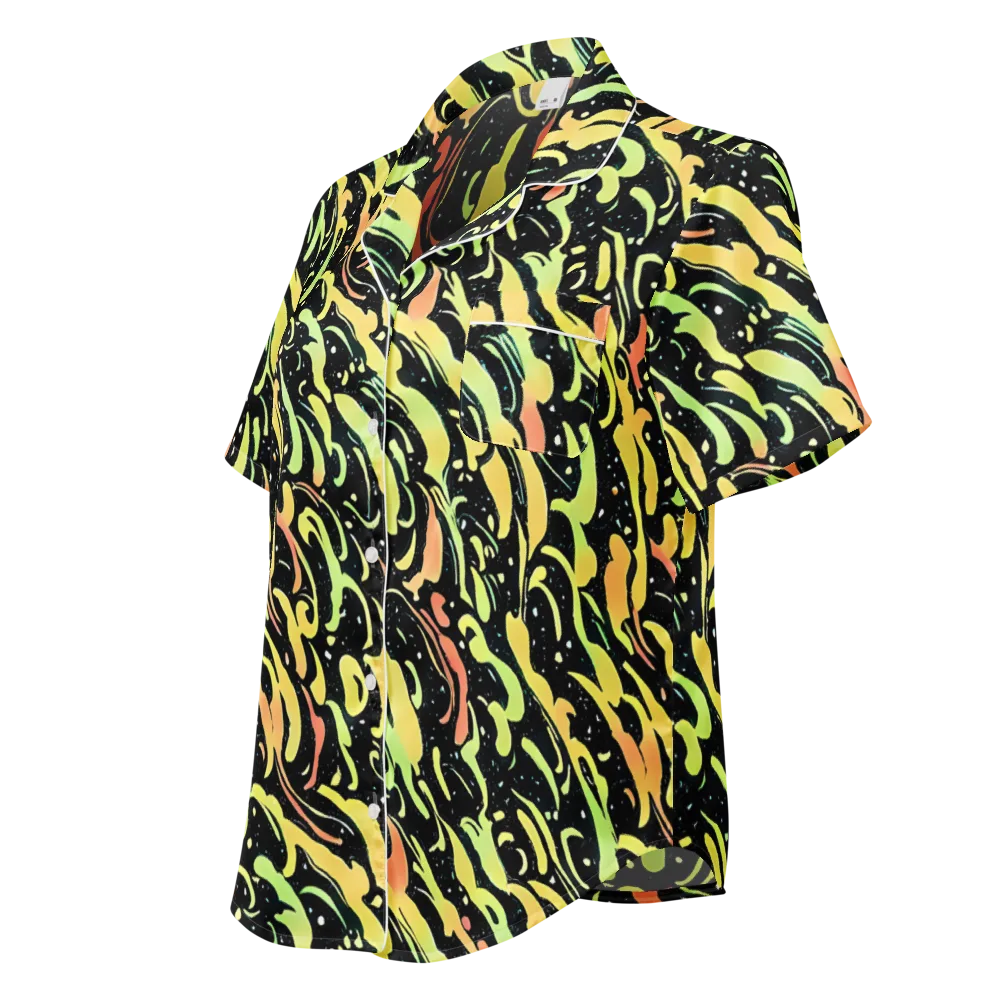 Blacklight Drift on Women's Short Sleeve Pajama Top — Left Front