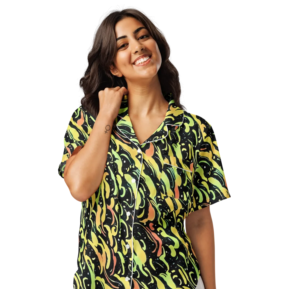 Blacklight Drift on Women's Short Sleeve Pajama Top — Front