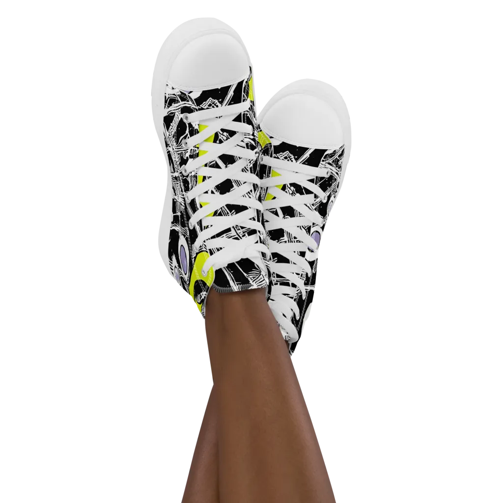 Acid X-ray on Women's High Top Canvas Shoes — Front