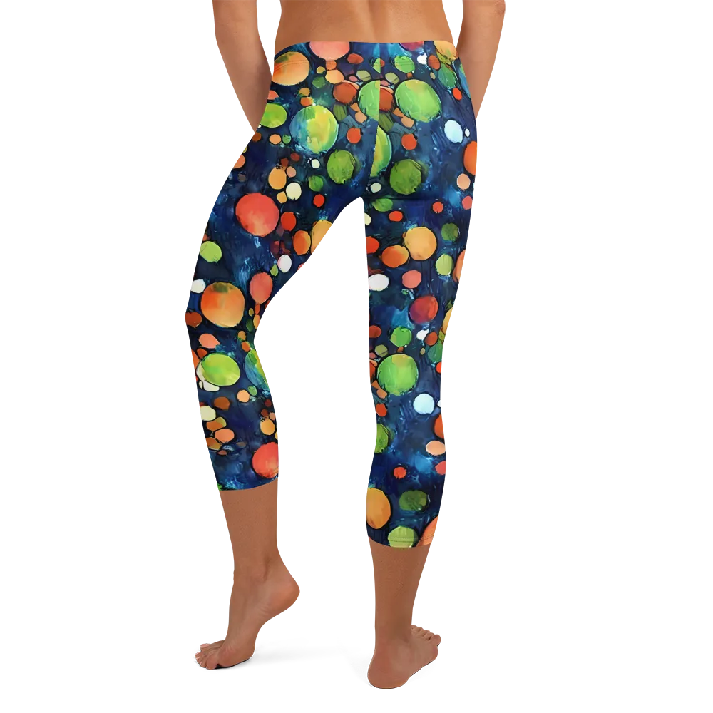 Midnight Orchard on Capri Leggings — Back