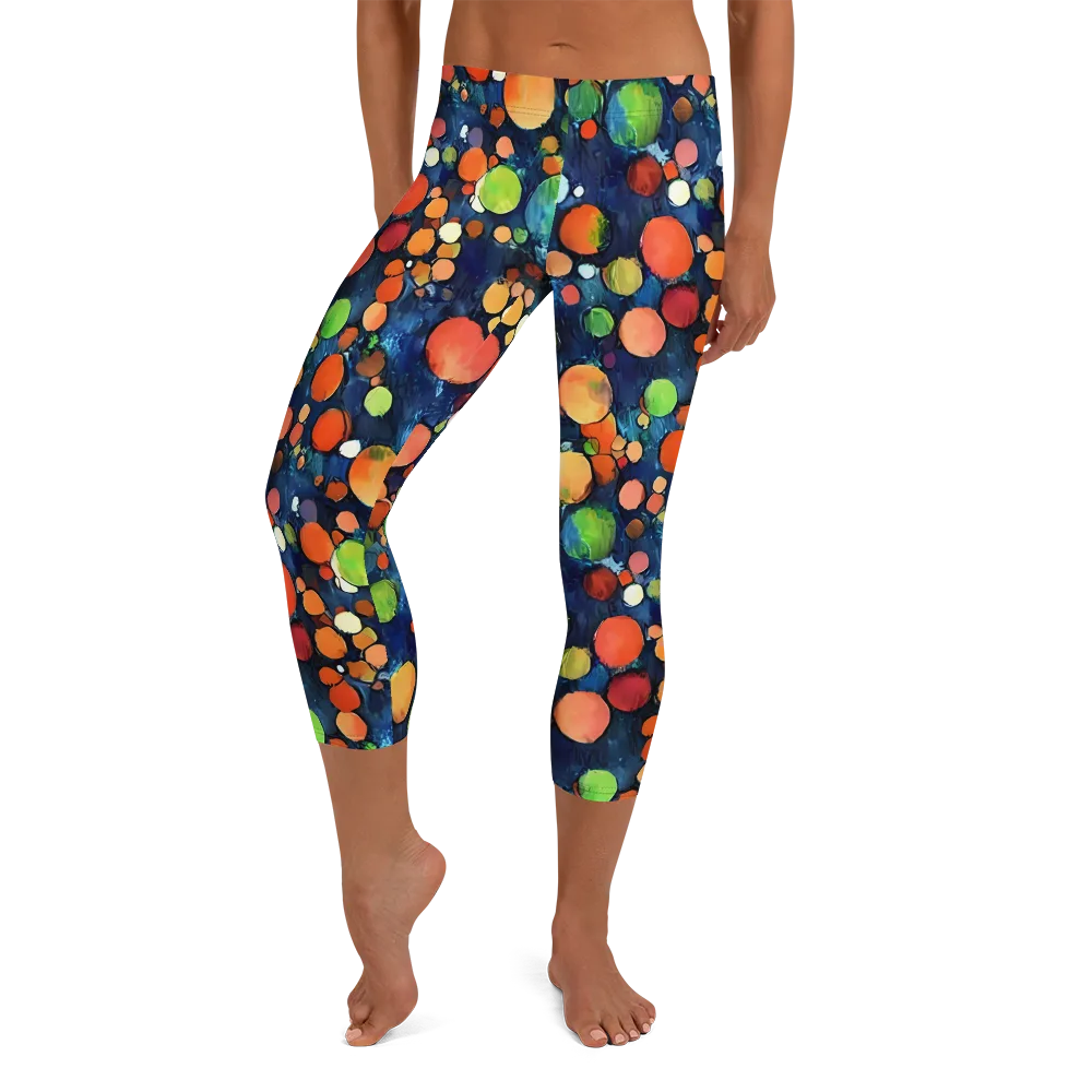 Midnight Orchard on Capri Leggings — Front