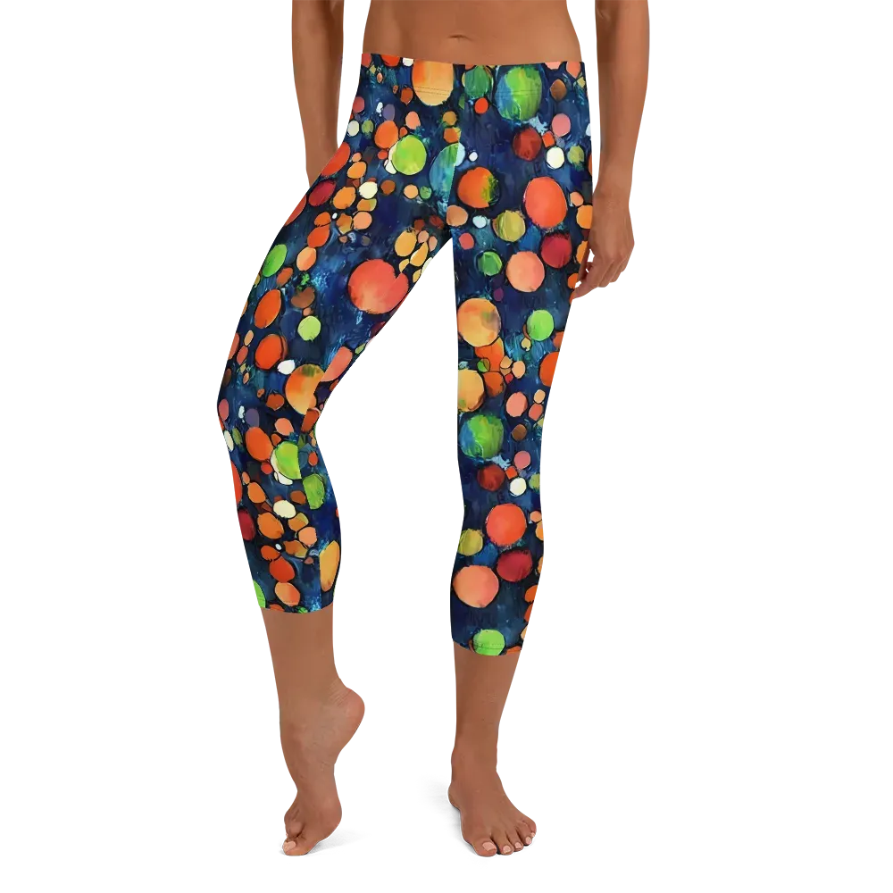 Midnight Orchard on Capri Leggings — Front
