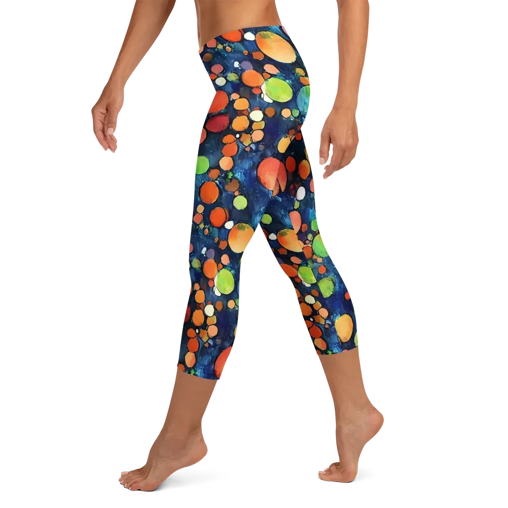 Midnight Orchard on Capri Leggings — Left