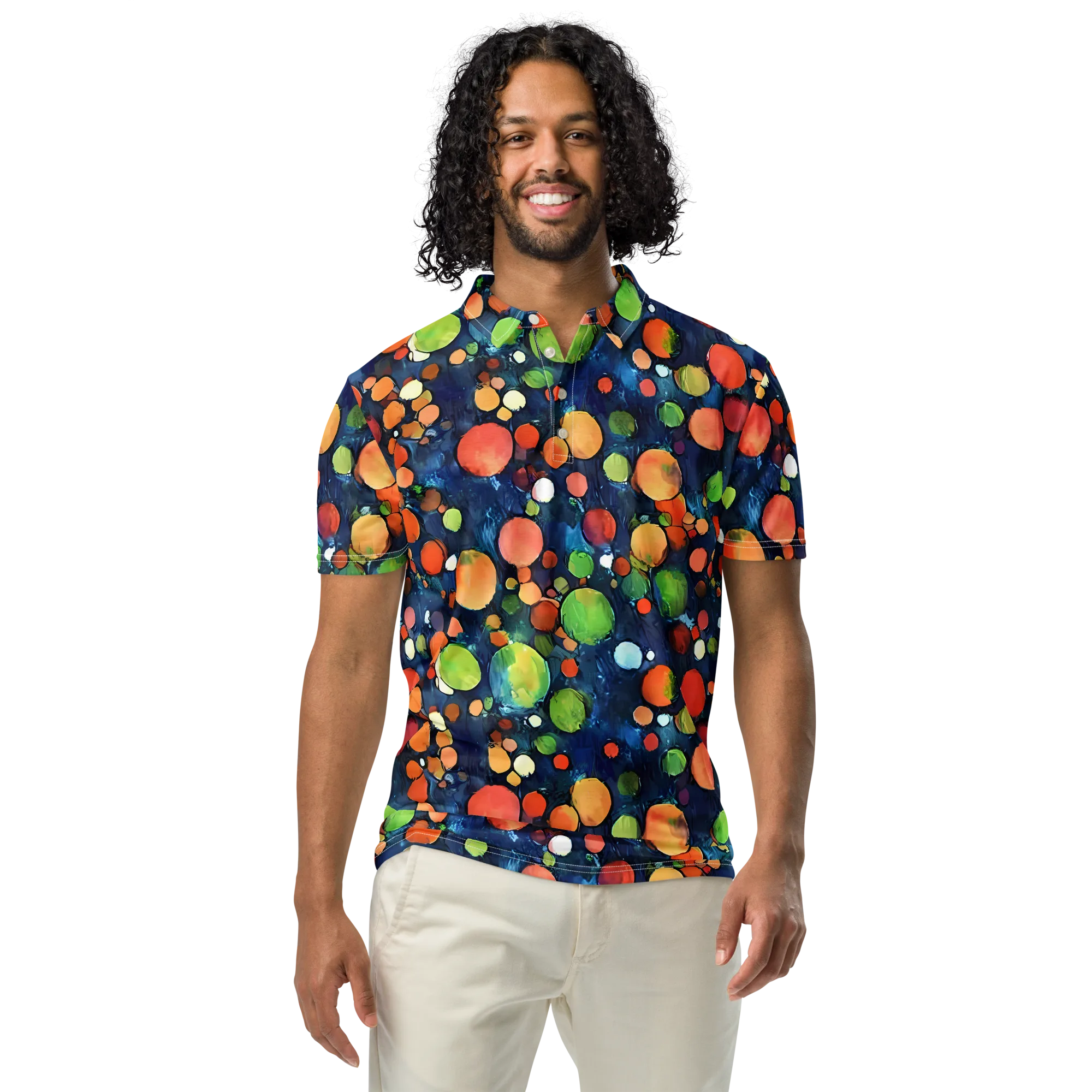 Midnight Orchard on Men's Slim Fit Polo Shirt — Front