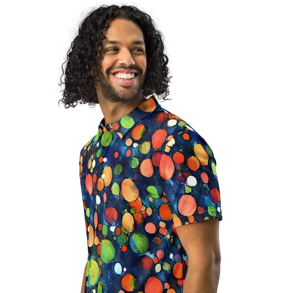 Midnight Orchard on Men's Slim Fit Polo Shirt — Left Front