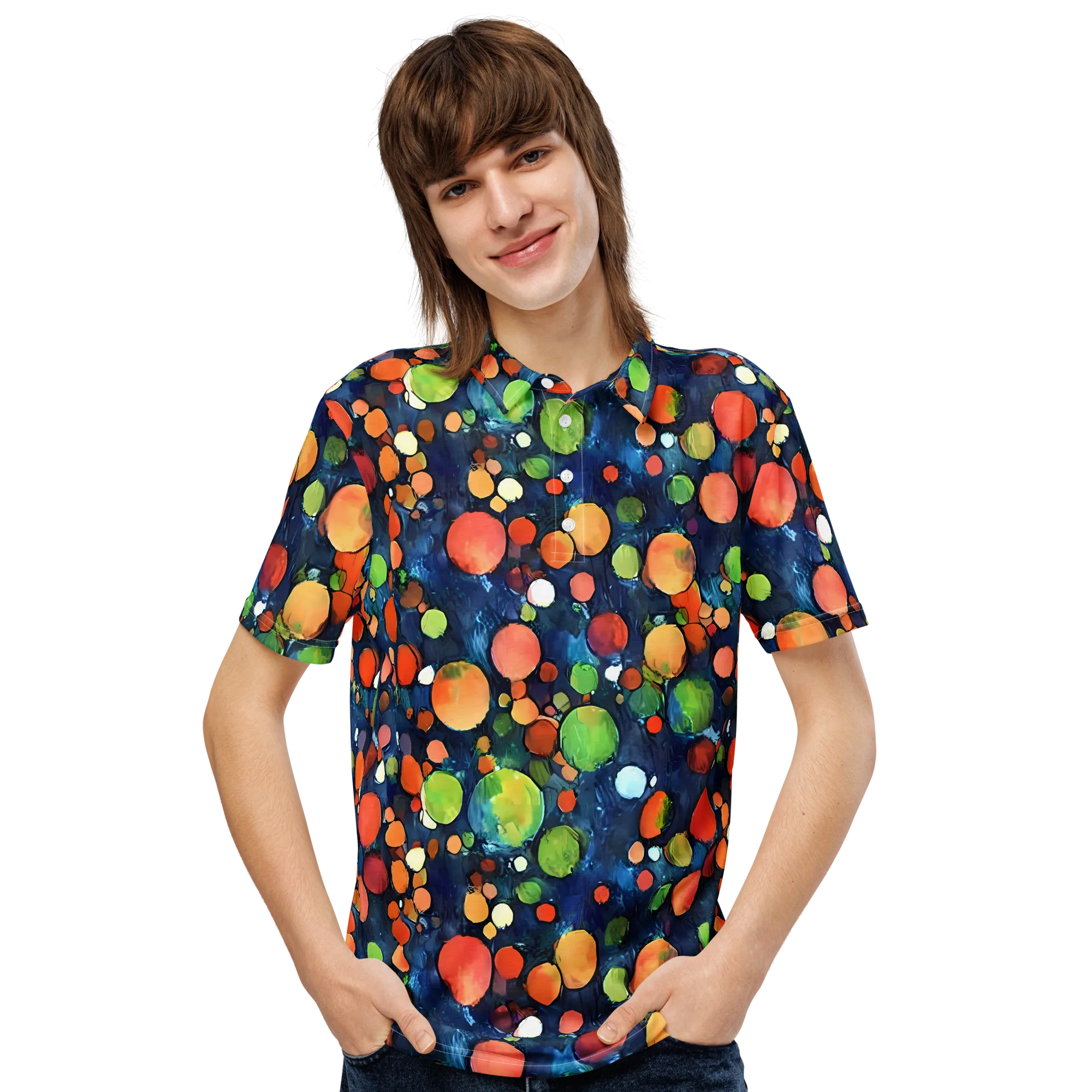Midnight Orchard on Men's Slim Fit Polo Shirt — Front