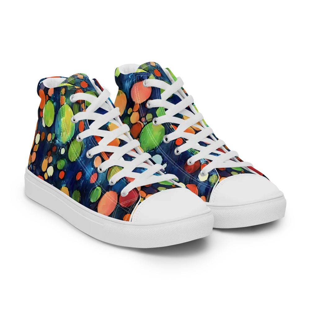 Midnight Orchard on Men's High Top Canvas Shoes — Right Front