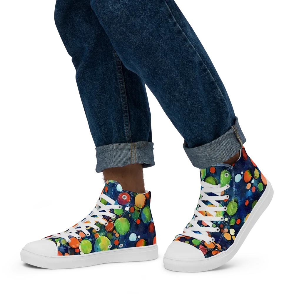 Midnight Orchard on Men's High Top Canvas Shoes — Left