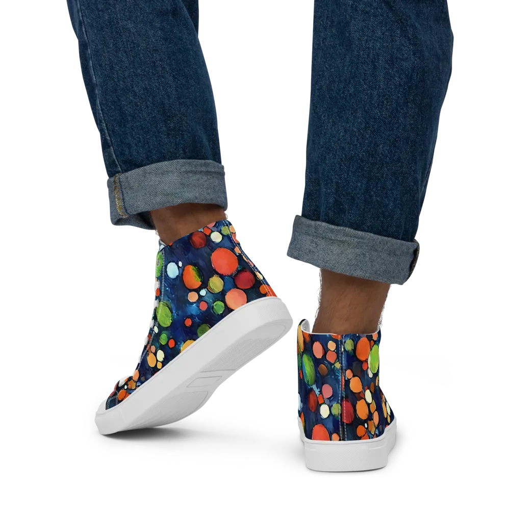 Midnight Orchard on Men's High Top Canvas Shoes — Back