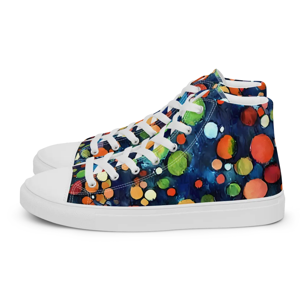 Midnight Orchard on Women's High Top Canvas Shoes — Left