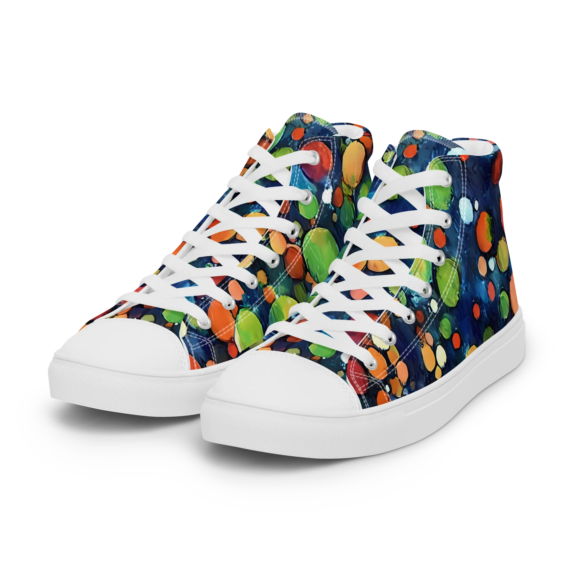 Midnight Orchard on Women's High Top Canvas Shoes — Left Front