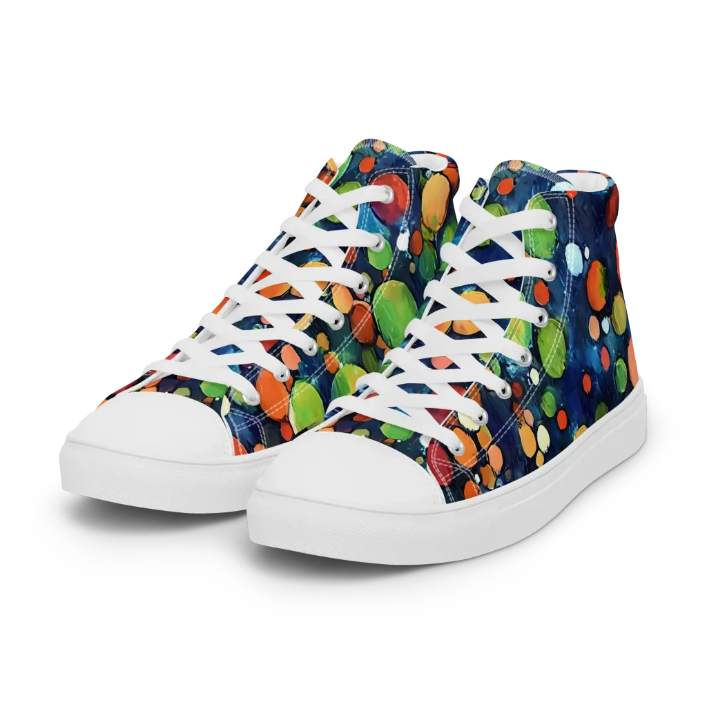 Midnight Orchard on Women's High Top Canvas Shoes — Left Front